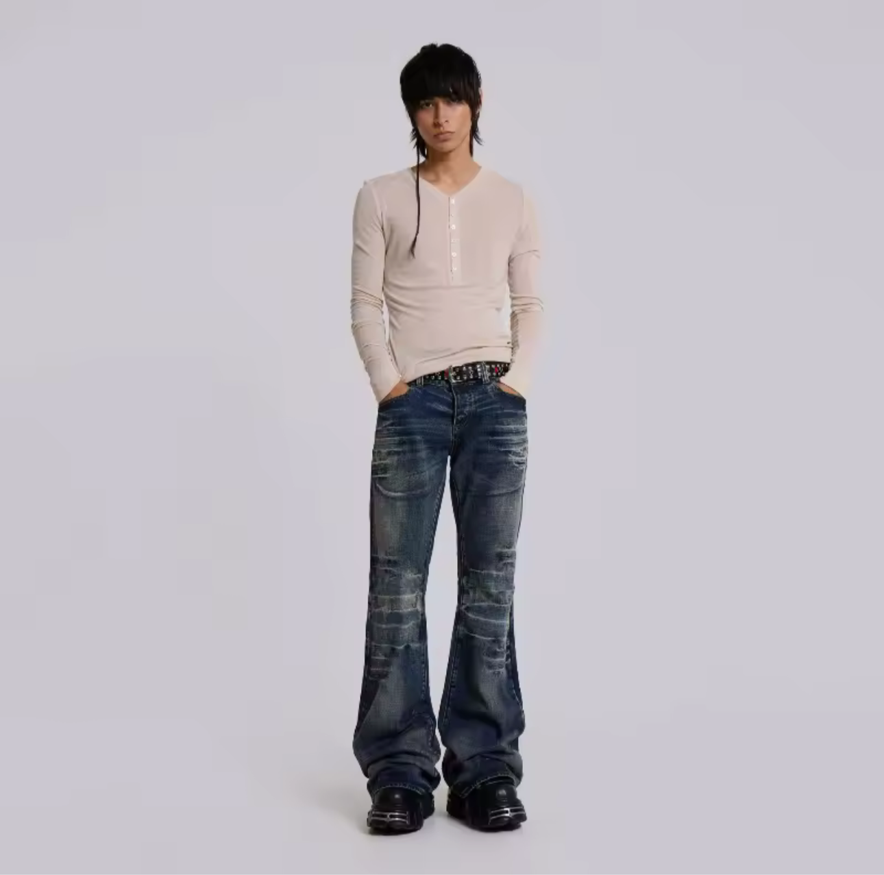 Blue denim grunge jeans