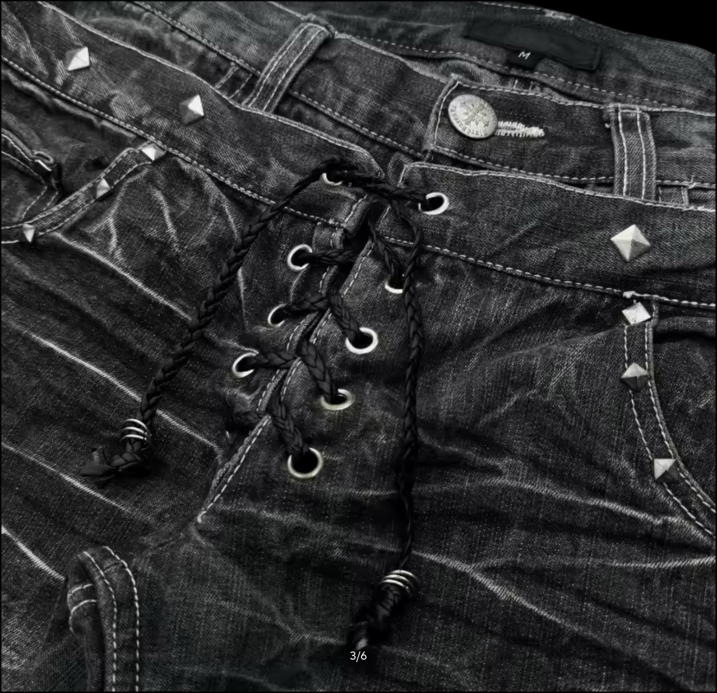 BLACK RIPPED FLARED DENIM