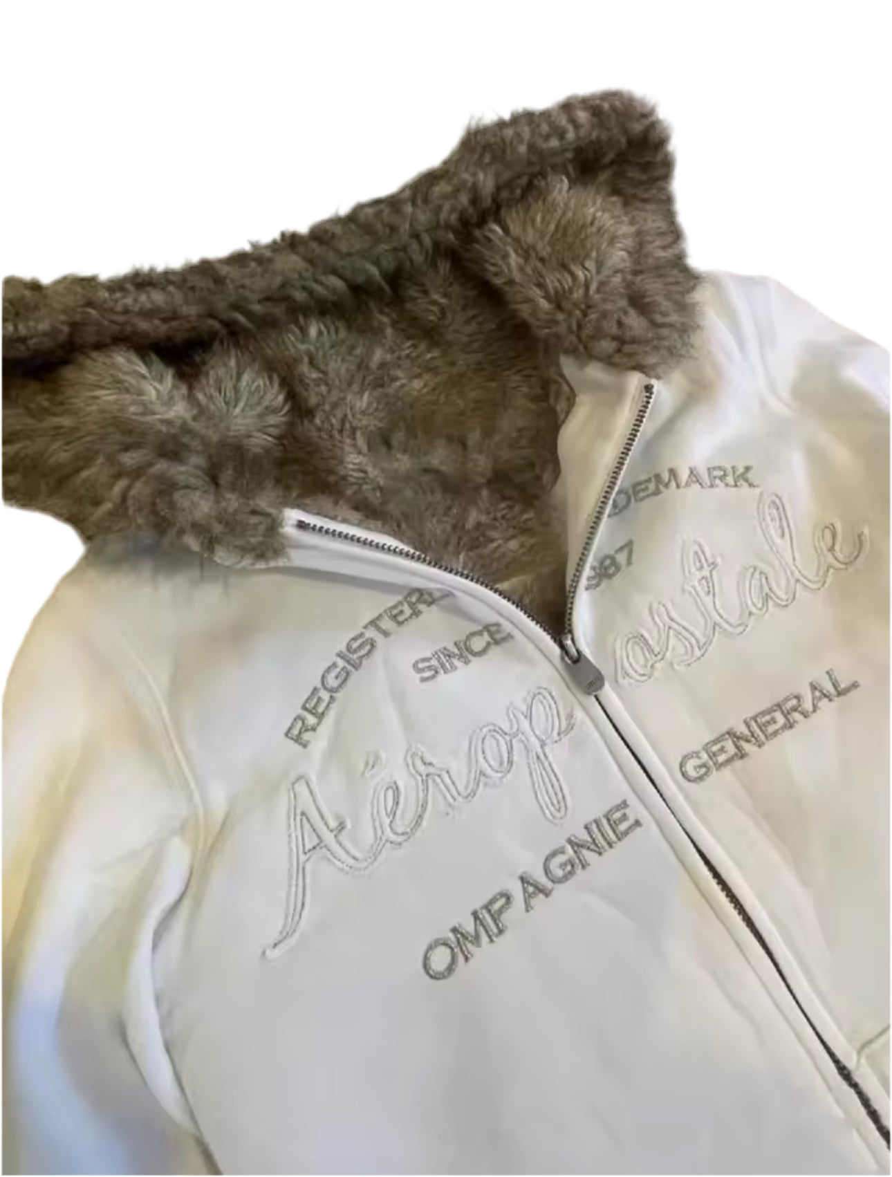 White - Furry Hooded Aeropostale Jumper