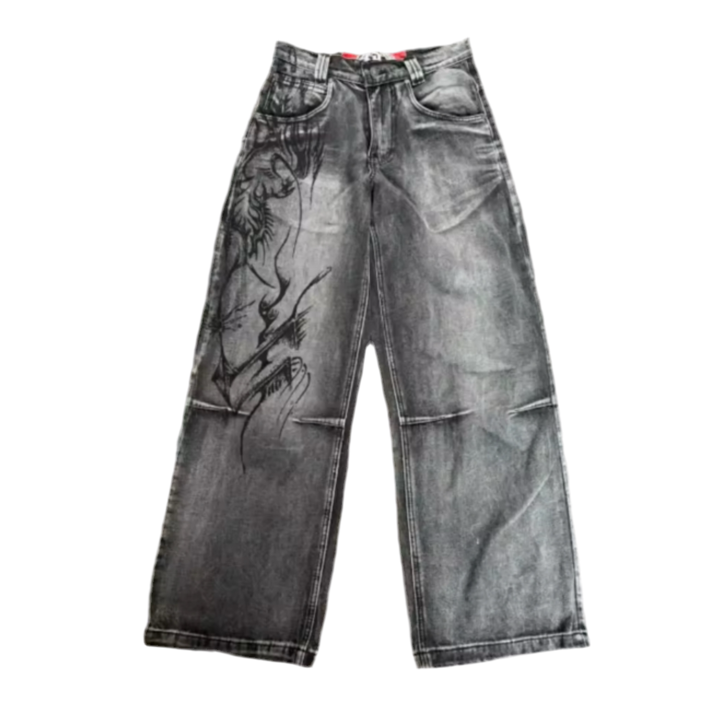 WASHED CYBER PATTERN JEANS