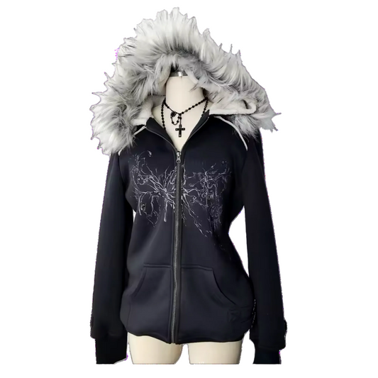 FLOWER SPLATTER FUR ZIP UP