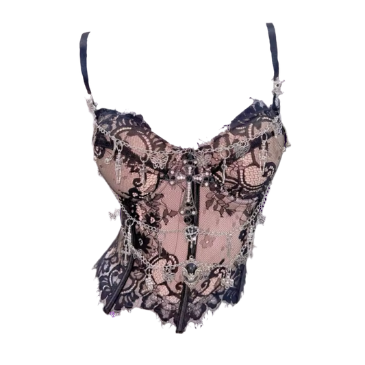 PINK LACE X CHAINS TOP