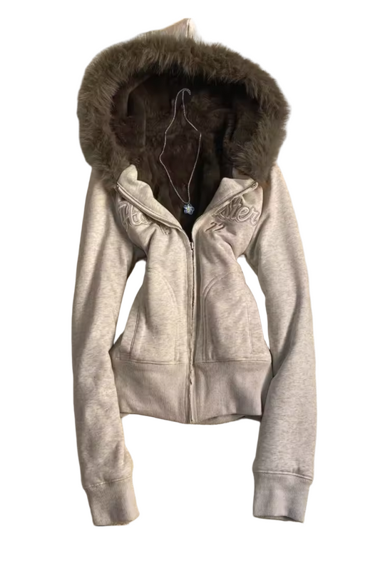Crème faux hoodie